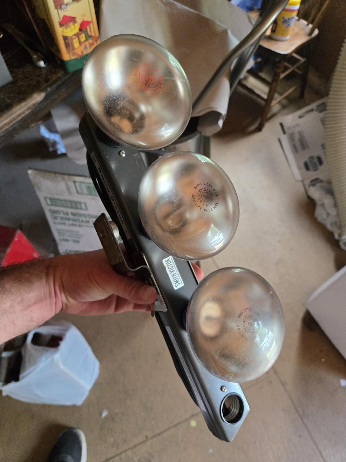 Vintage Smith-Victor L43 Movie Light Bar 4-Socket Camera Mount w/ Case Bulbs
