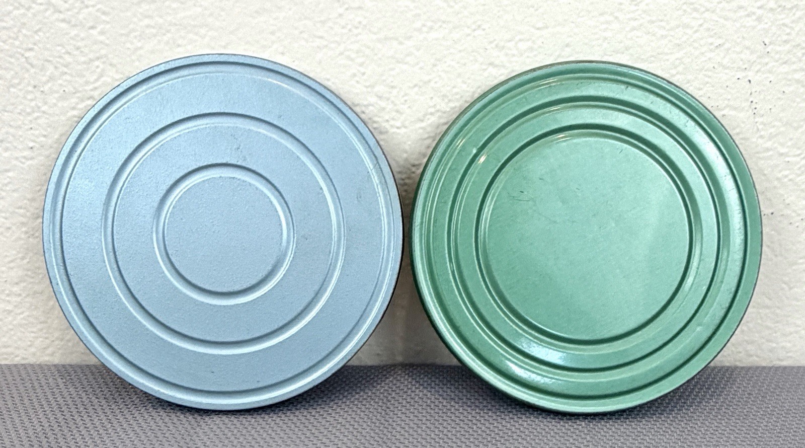 2 Vintage 8mm Metal Film Canisters Case Smithy’s Photo Glendale NY Blue Green