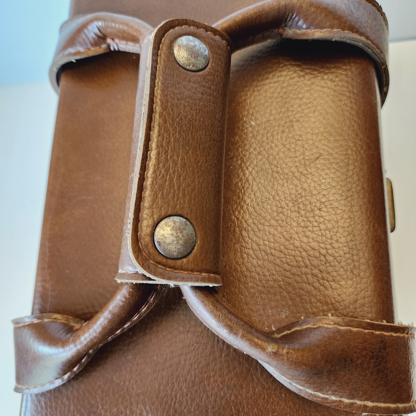 Vintage FOCAL Brown Leather Top & Front Opening Camera Case w/ KEY & Protectors!