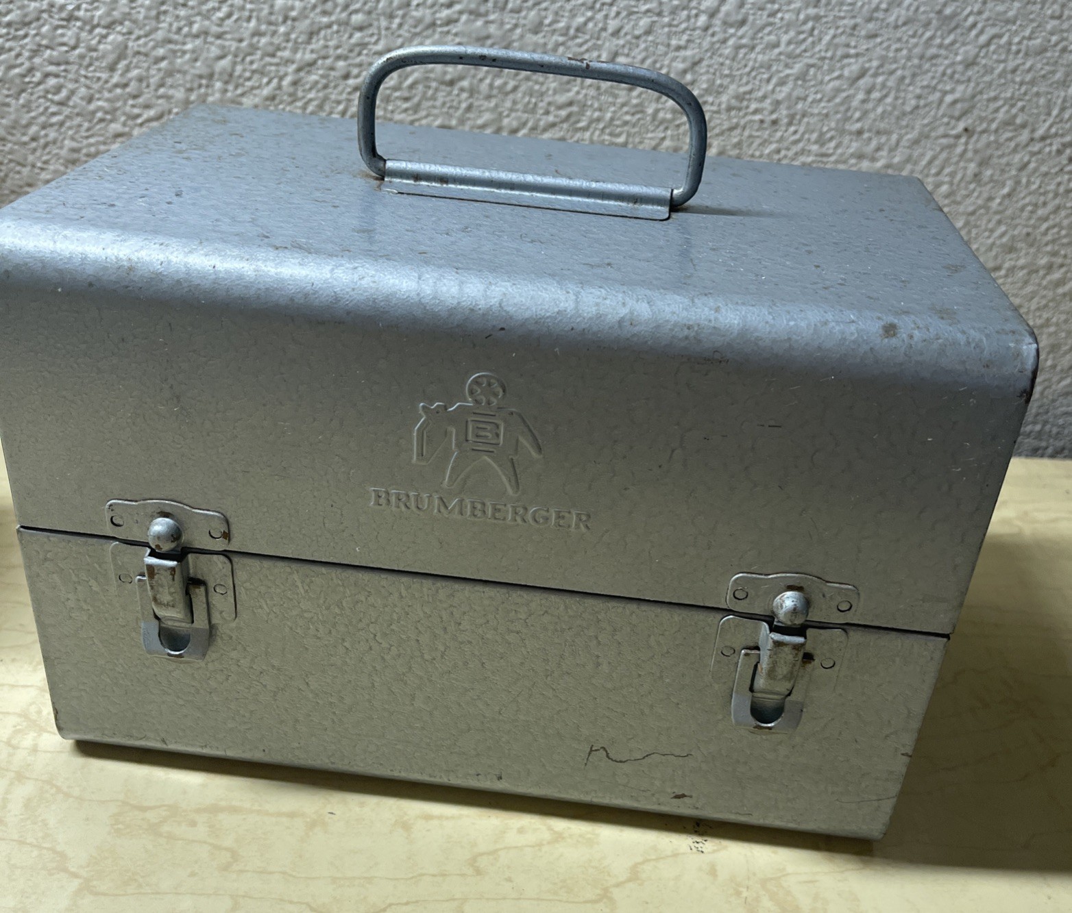 Brumberger Reel to Reel Latch Metal Storage Case + 1 Empty Case & Reel VINTAGE