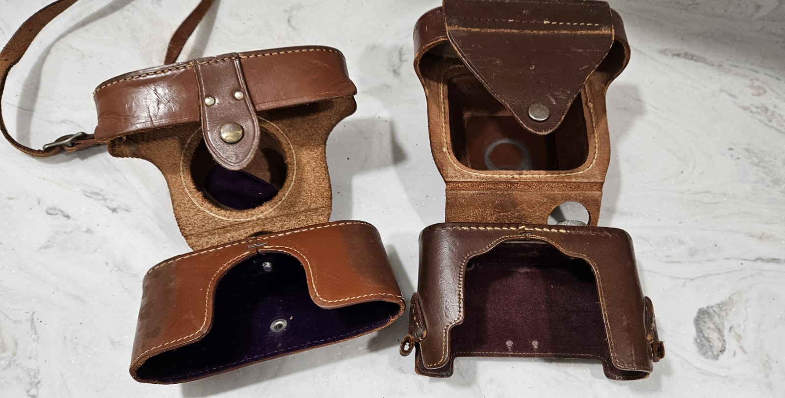 Vintage Leather/Cowhide Camera Cases Lot Of 8. USA