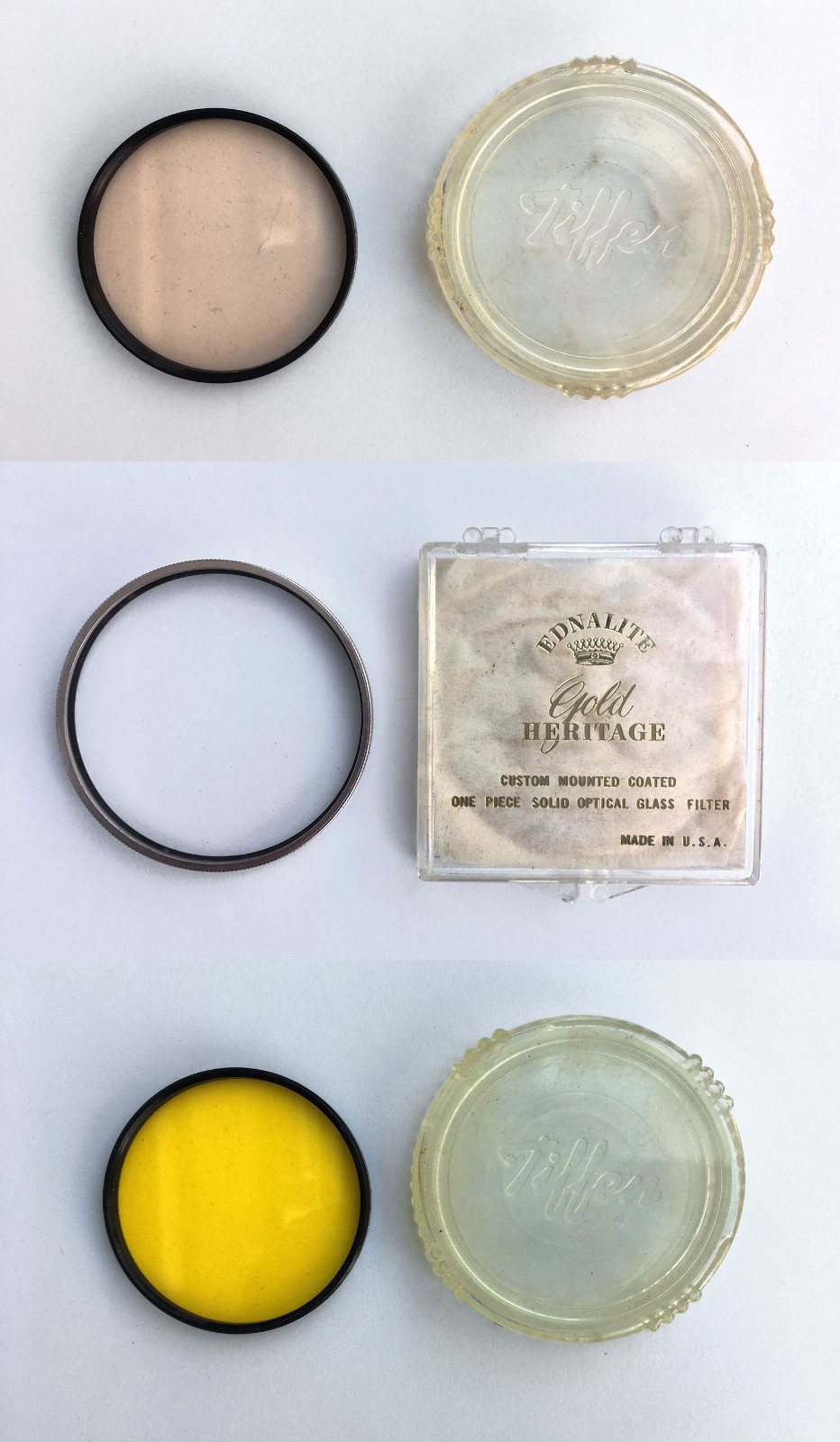 3 Vintage filters – Tiffen Photar Yellow, Sky & Ednalite Portrait with boxes