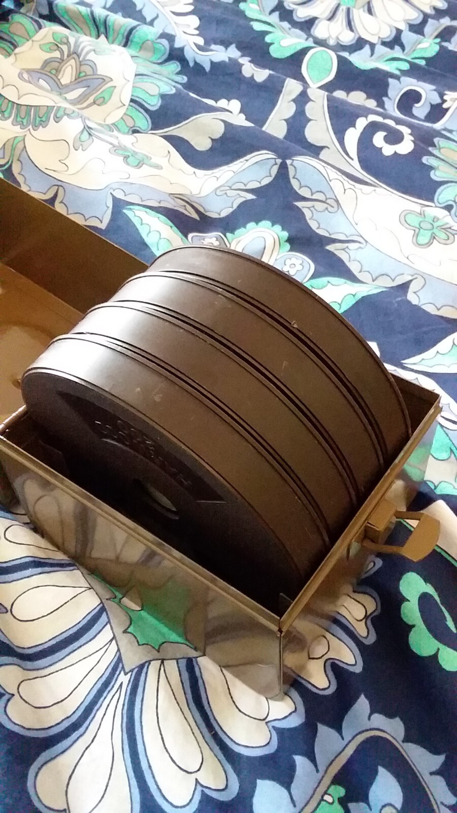 Vintage Super 8 Dual 8 Metal Storage File Box Container + 4 reels Prop