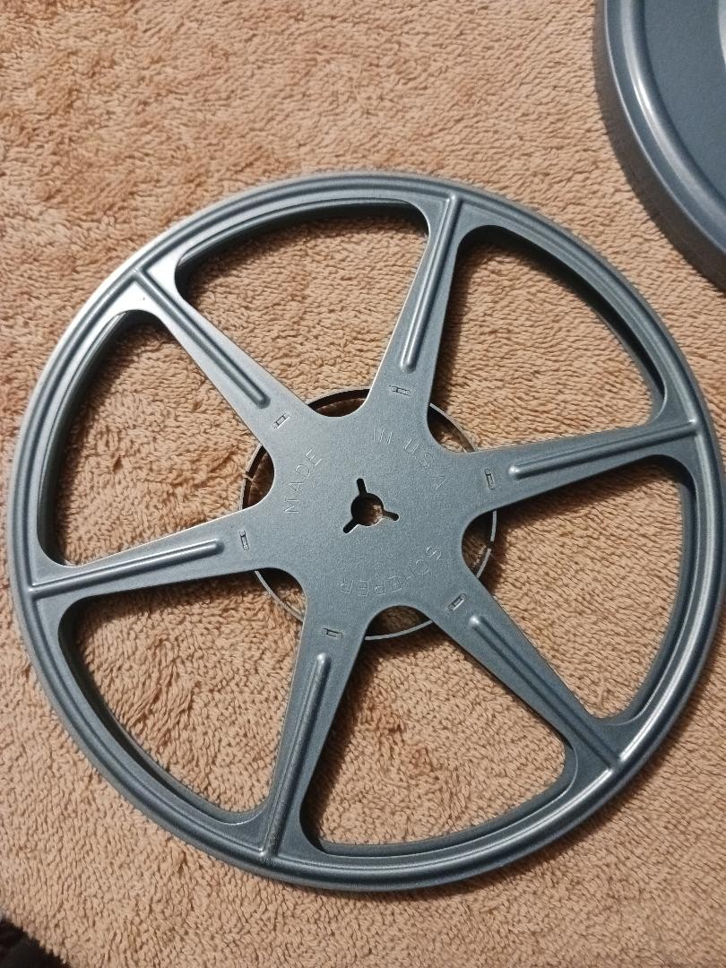 Adam’s 8mm standard 8 Film reel & case light blue Scherer