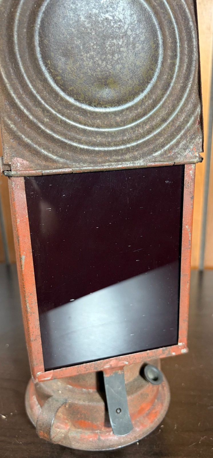 Antique Red Photography Darkroom Oil Lantern w/ Red & Amber Glass Panels RARE