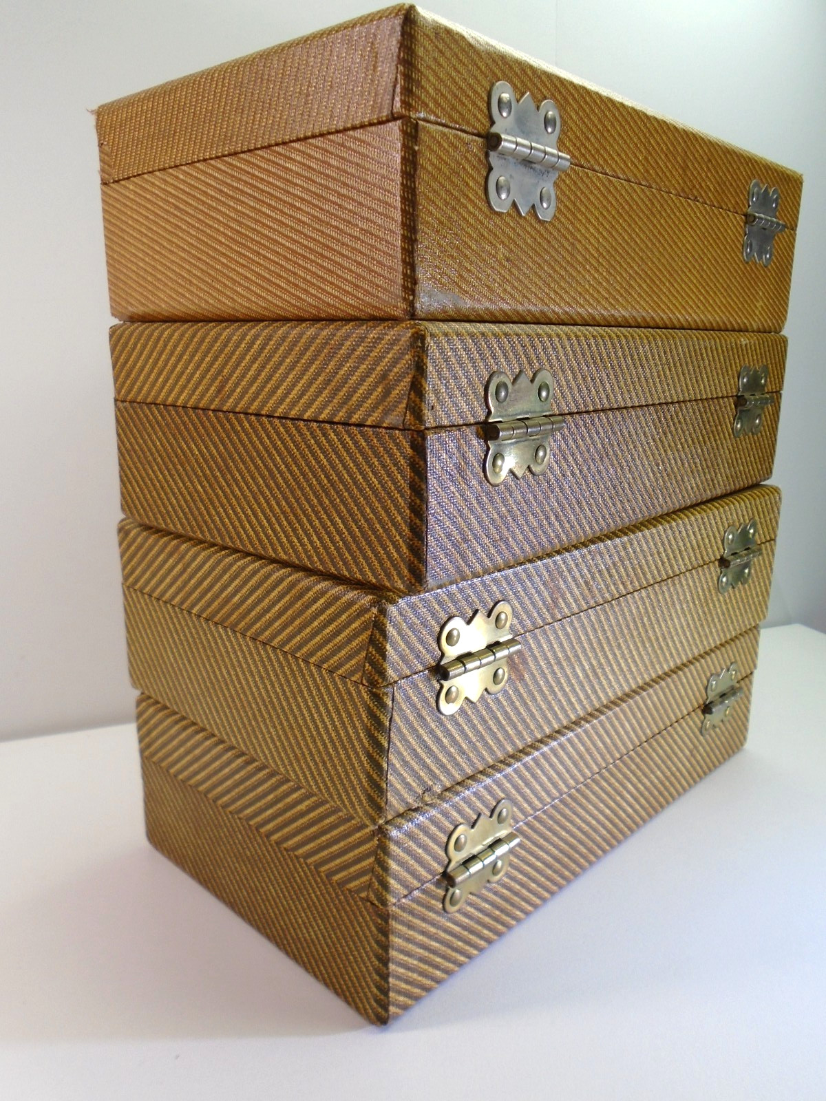 Vtg Barnett & Jaffe Baja Film Slide Case Lot 4pc 100 Slide Box 10″ Retro Stripe