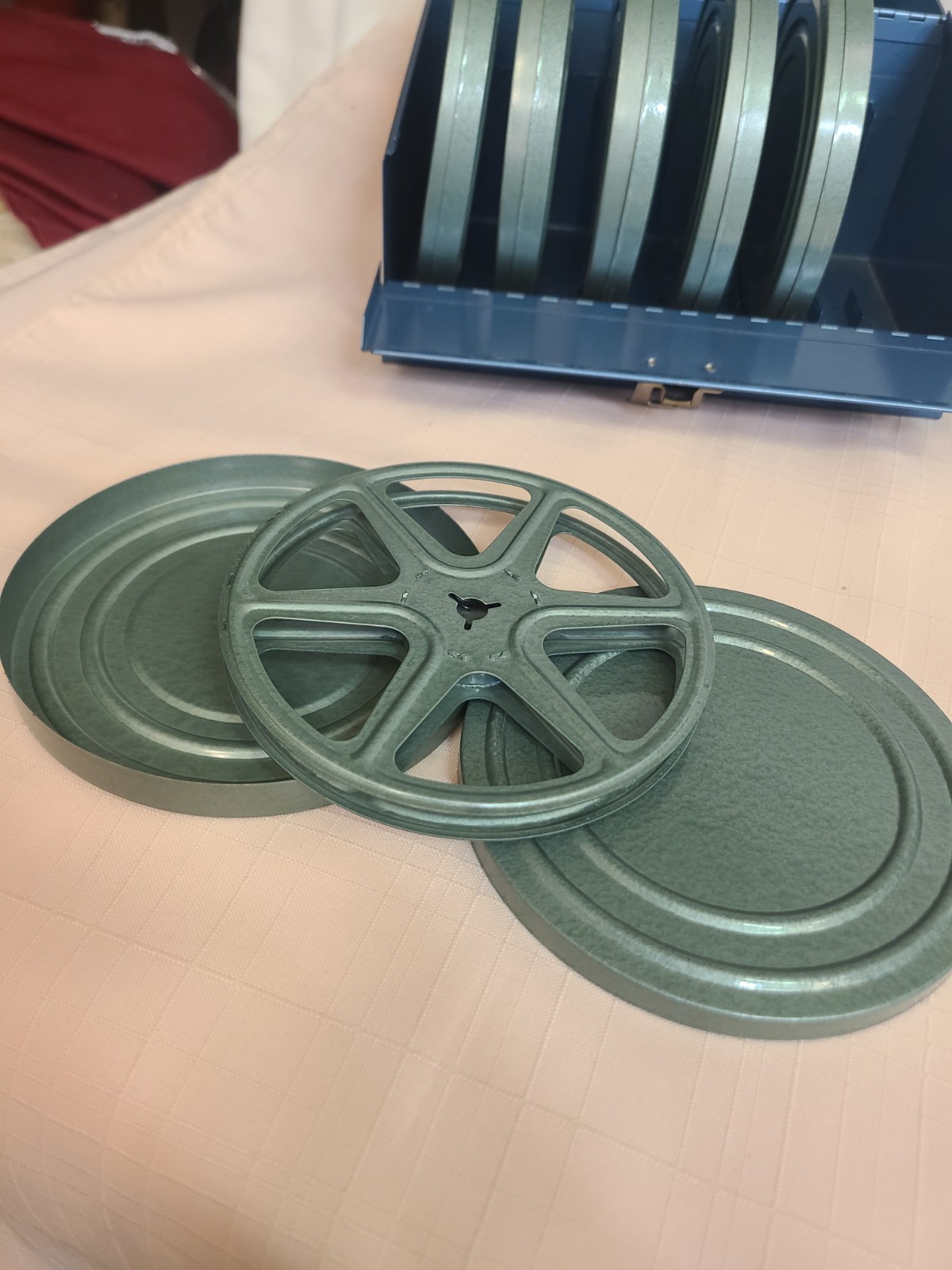 Metal 8mm Film Reel Storage Case with 6 Empty Reels