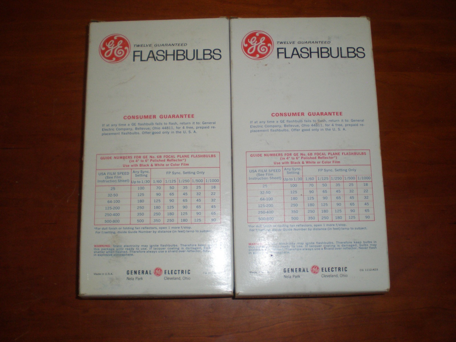 Vintage General Electric GE 6B Blue Camera Flash Bulbs 2 Box of 12 Bulbs = 24
