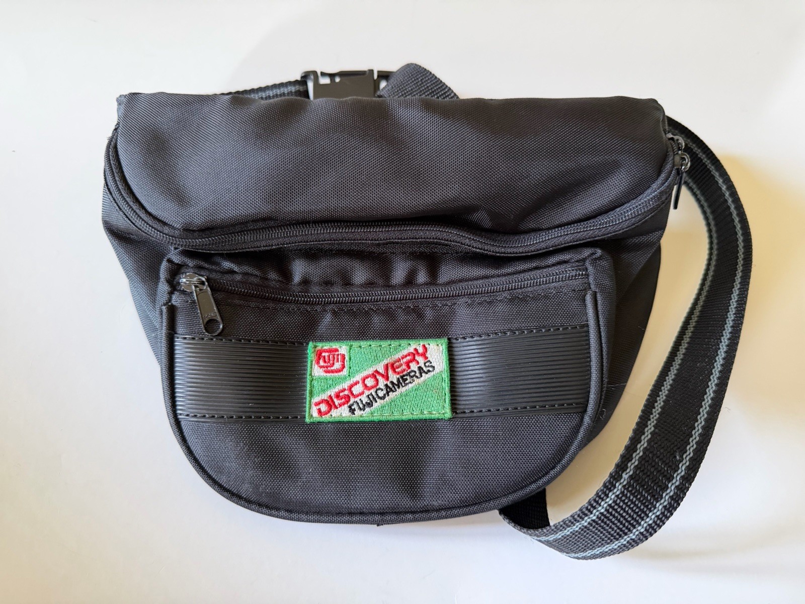 Vintage 1990s Fuji Film Discovery Cameras Photography Black Fanny Pack Waist Bag