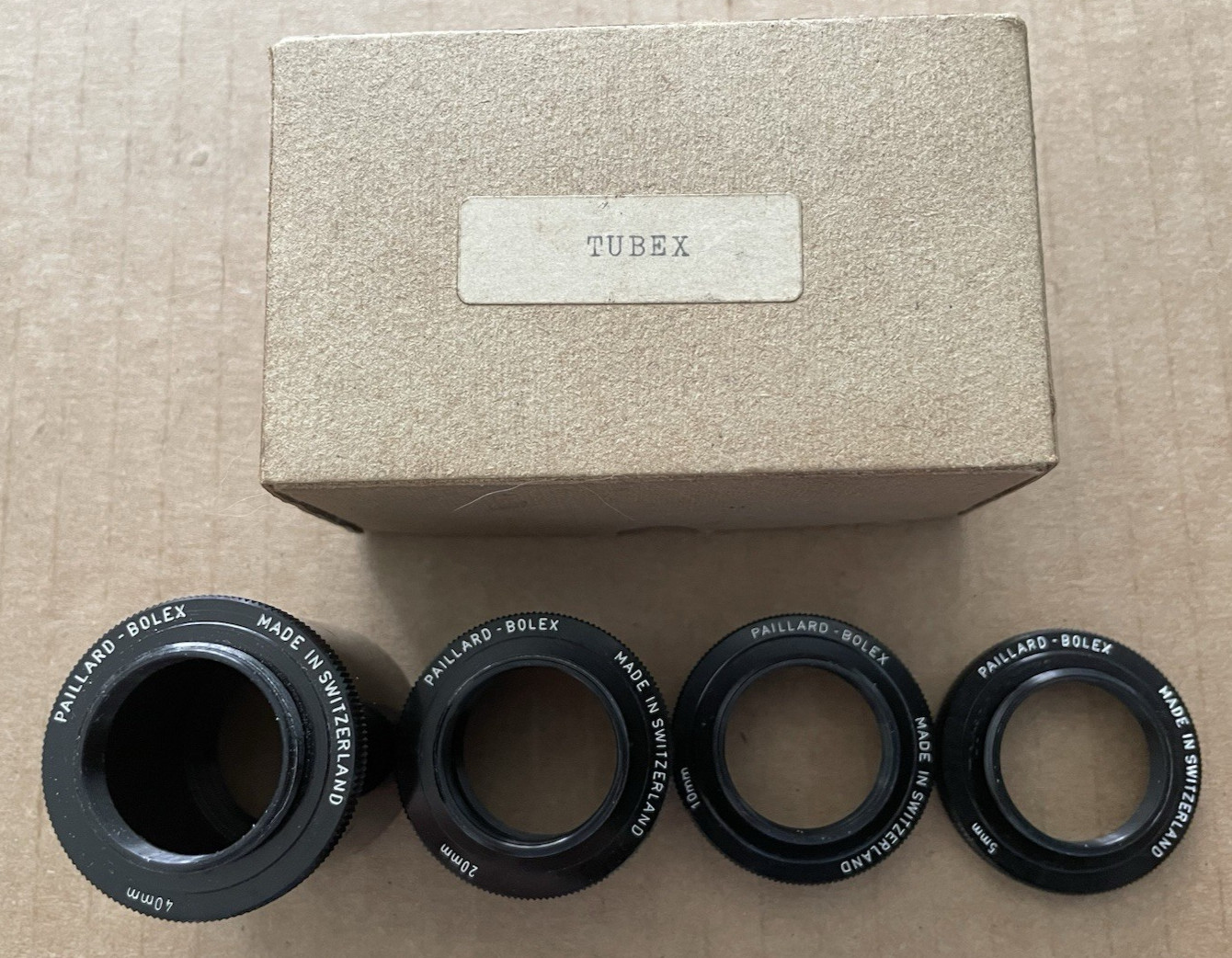 Vintage PAILLARD-ROLEX Tubex Tubes Made Switzerland 4pcs 5mm 10mm 20mm 40mm