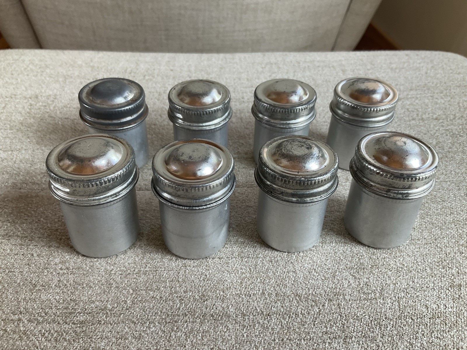 Set Of 8 Vintage Aluminum Film Canisters