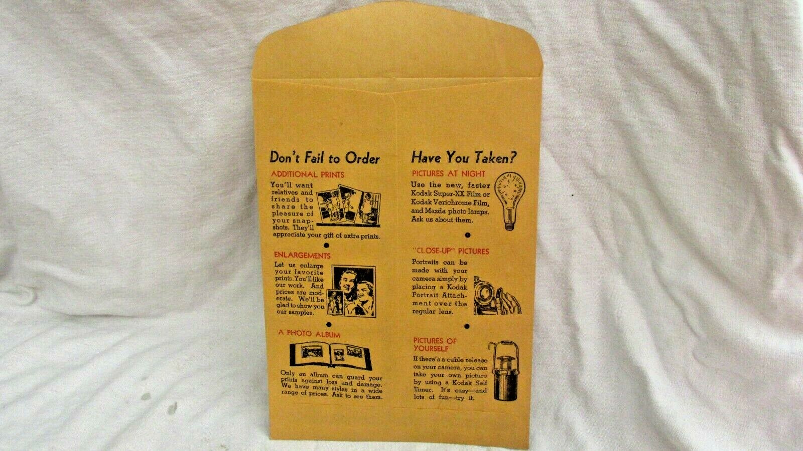VINTAGE 1940s EARLY 1950s KODAK FILM PROCESSING ENVELOPE