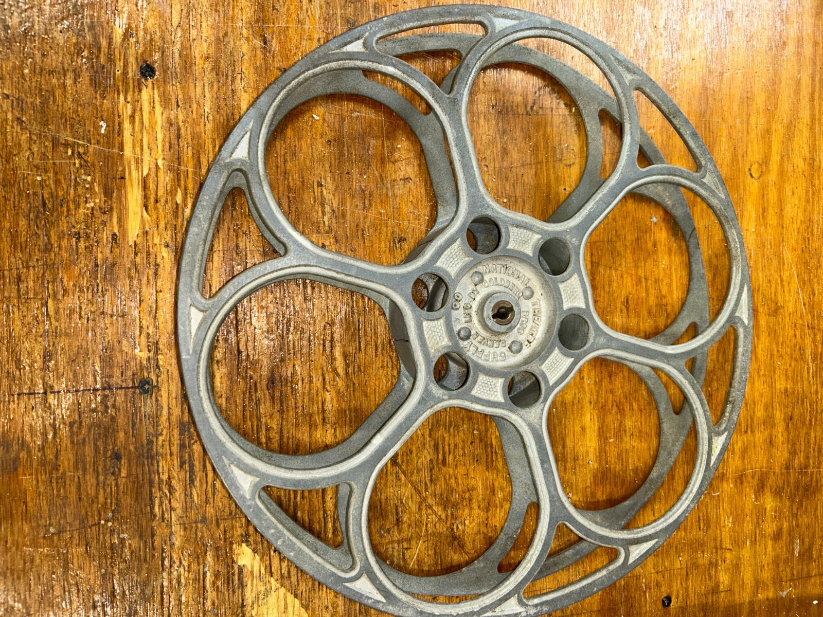 Vintage National Theater Supply Goldberg Bros 15″ 35mm Aluminum 6-Hole Film Reel