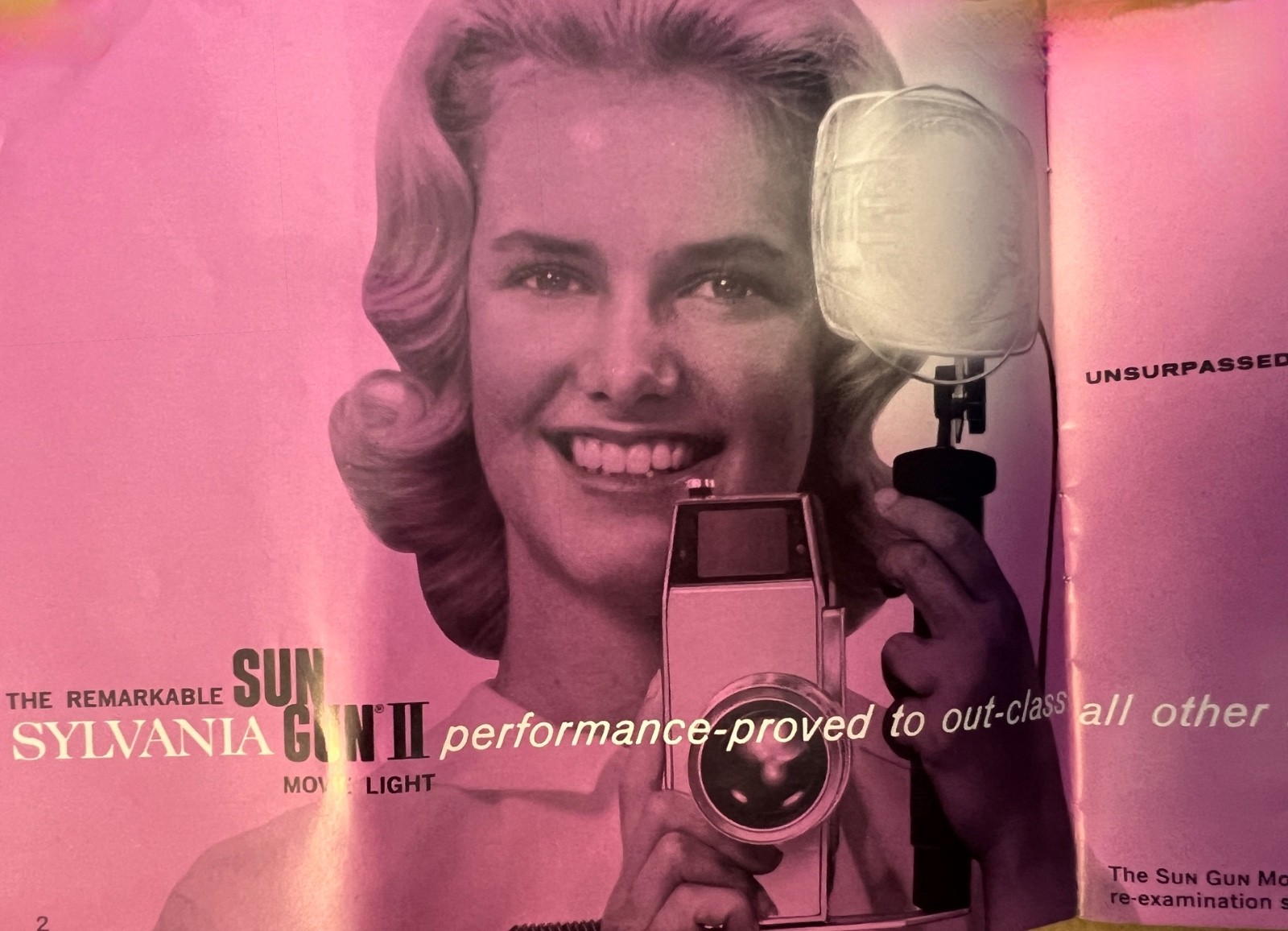 Vintage Sylvania SUN GUN II MOVIE LIGHT+Rare Dichraic Daylight Filter SG65D+Case