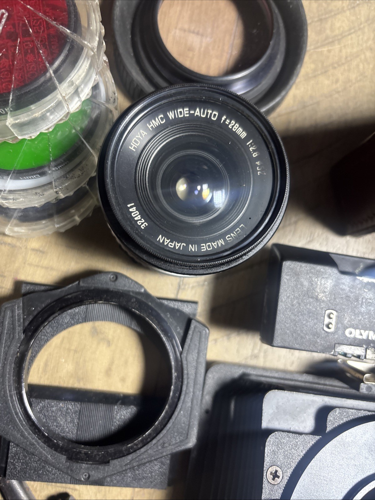 Vintage Camera Accessories Lot. Olympus 0M-1