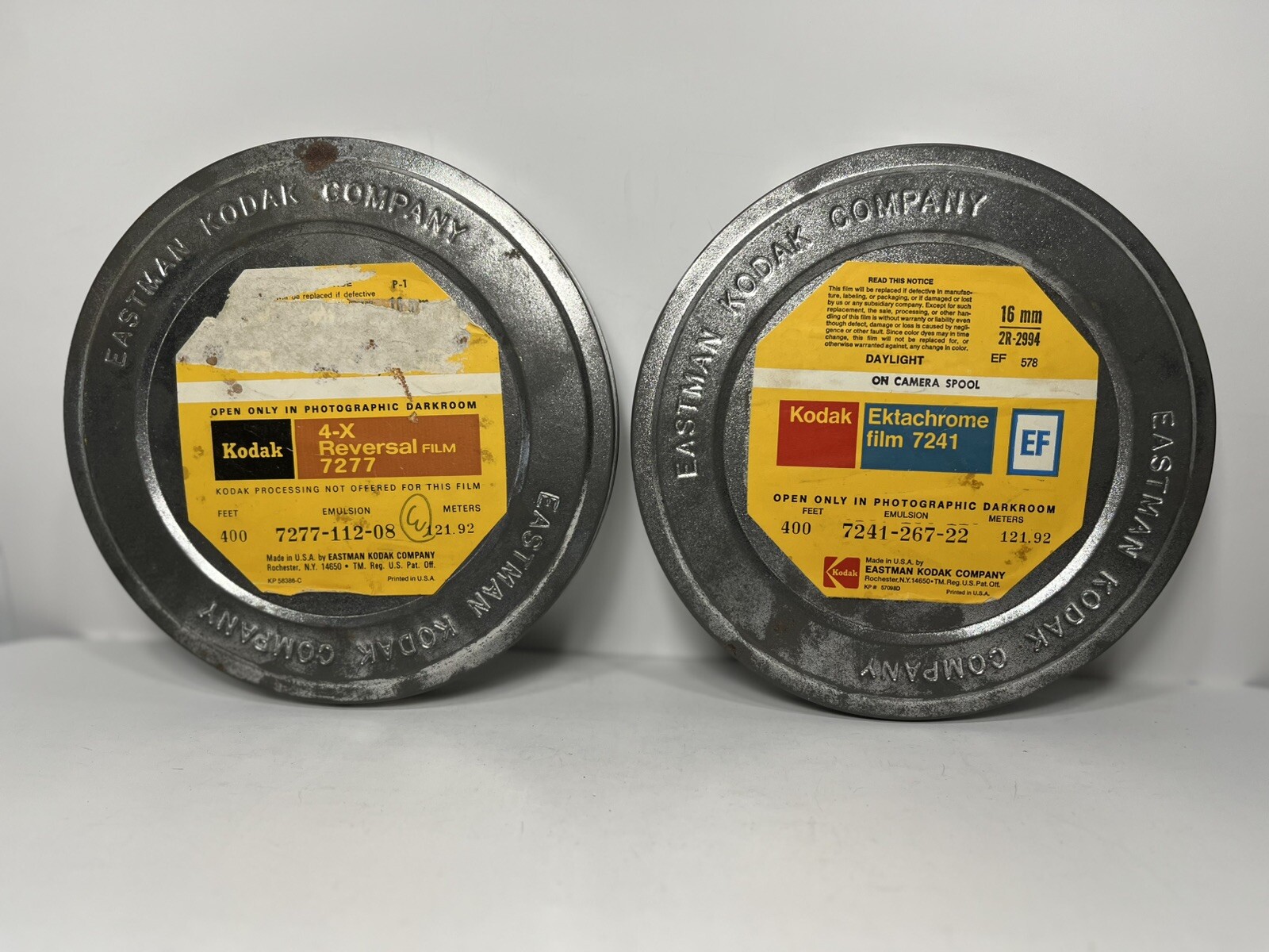 Vintage Eastman Kodak Metal Film Reel 7 ” Metal Canisters Tin FREE SHIP