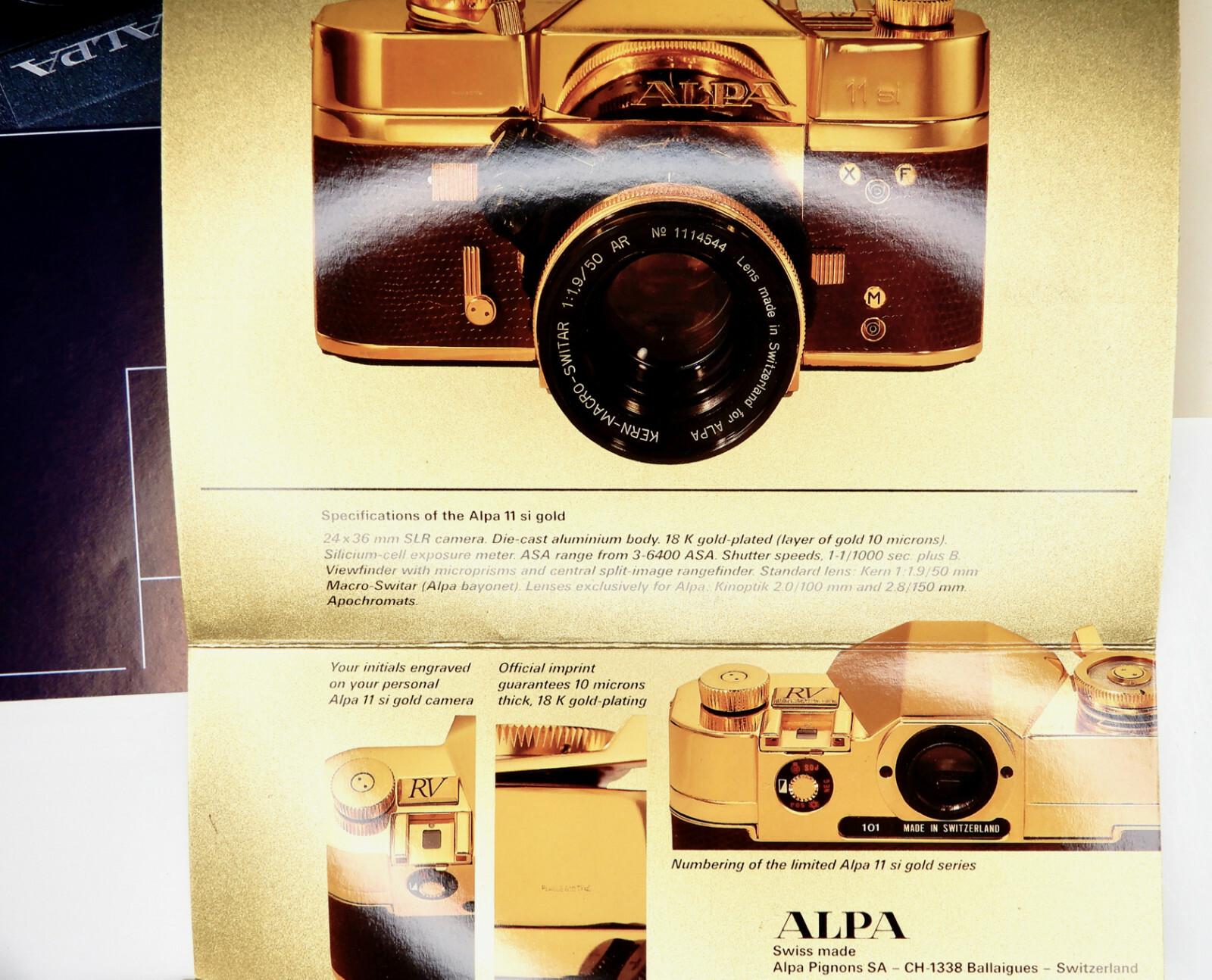 Alpa Gold 11SI Certificate & Brochure ……….. MINT