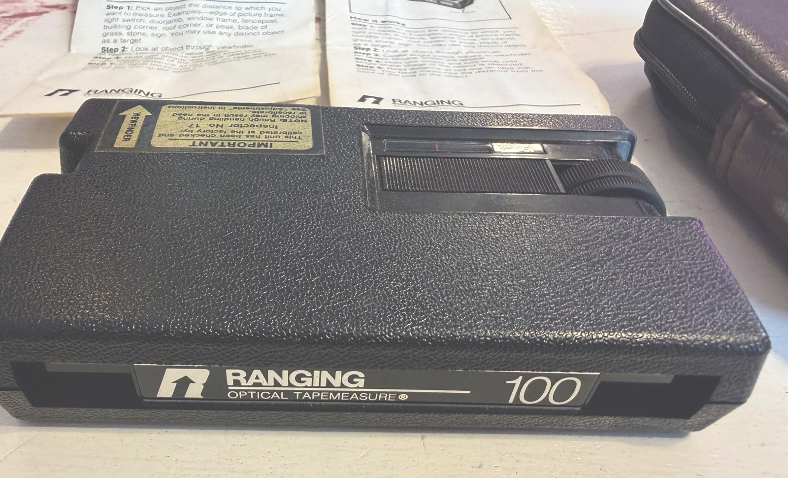 RANGING 100 OPTICAL TAPE MEASURE RANGEFINDER WITH CASE & Operating Instructions