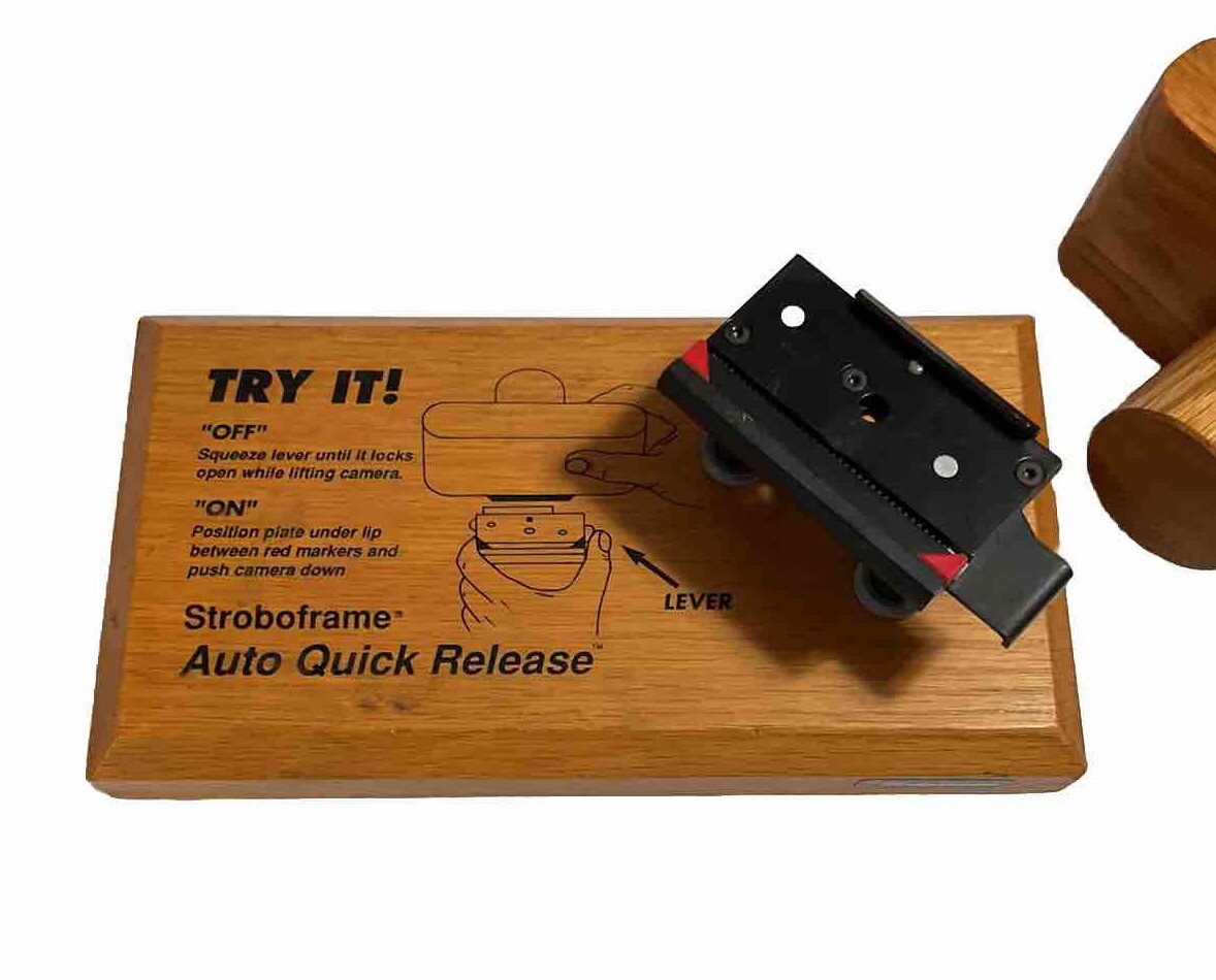 RARE Wooden Camera Salesman Sample Stroboframe Quick Release Set