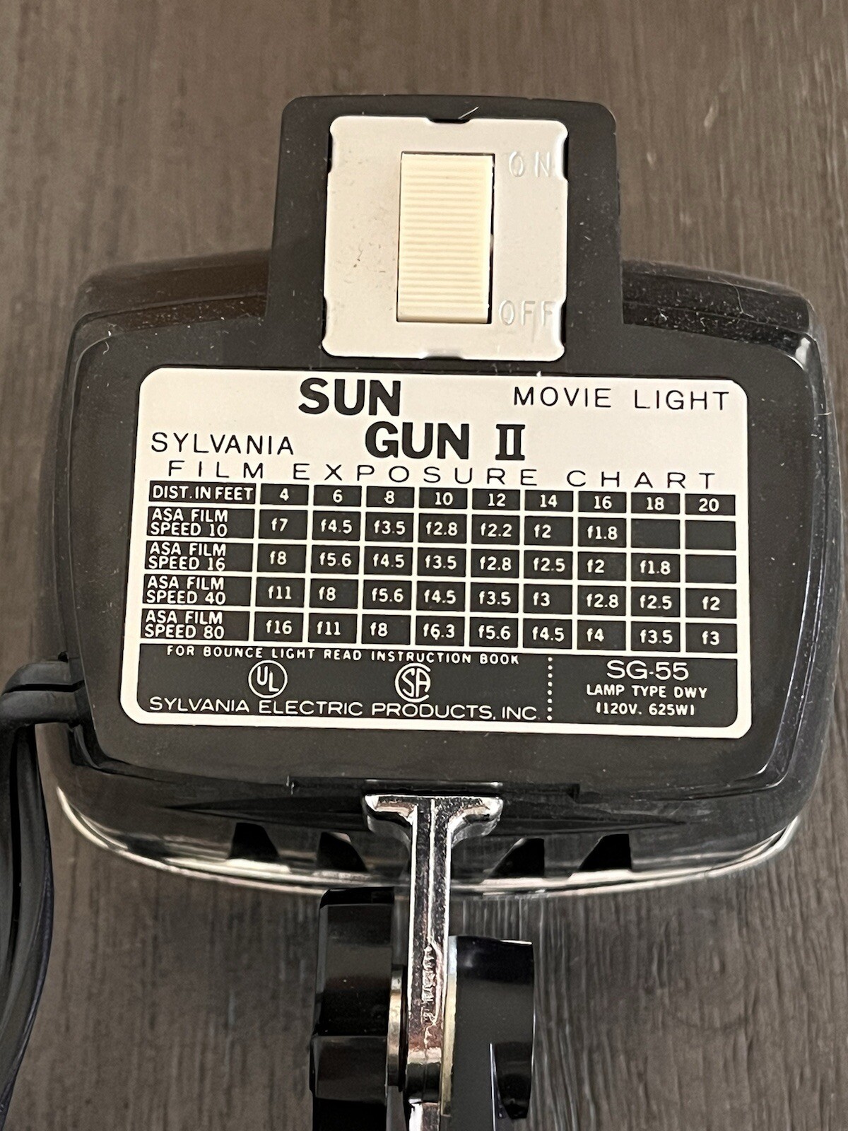 Vintage SYLVANIA SUN GUN II SH-55 Adjustable Movie Camera Light WORKS WELL