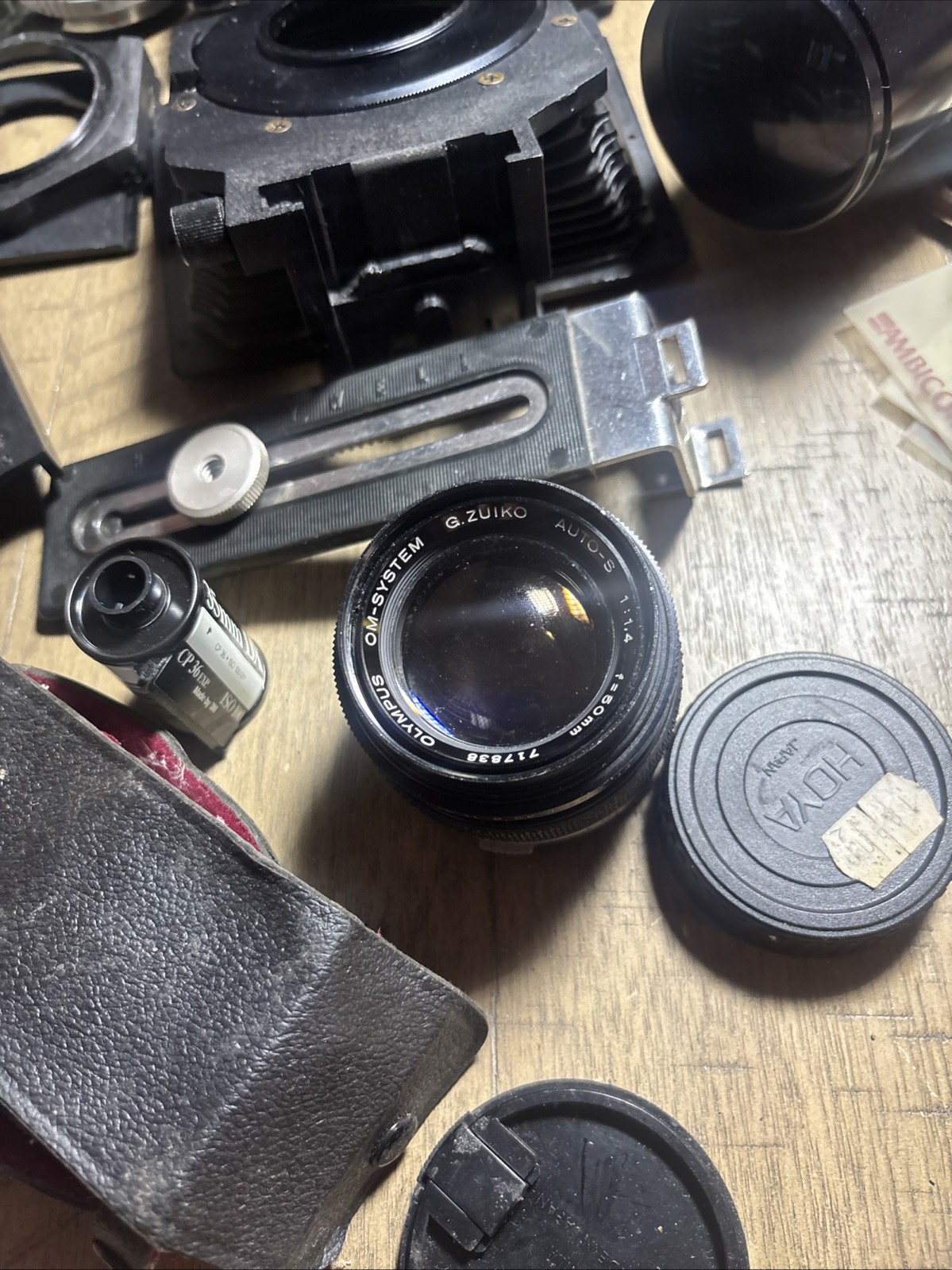 Vintage Camera Accessories Lot. Olympus 0M-1