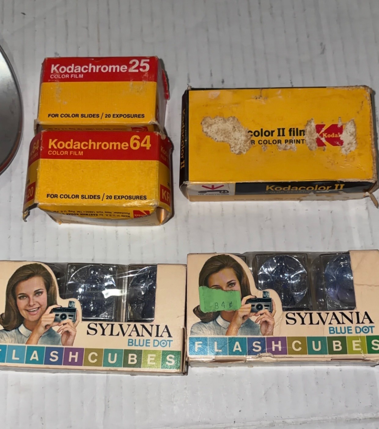 Vintage Photography Equipment Kodak film rolls flash cubes flash gun lot of 5