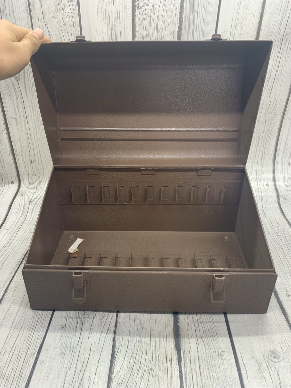 Vintage 7 or 5 Inch Film Reel Canister Case. Holds 12 Canister. Good Condition.
