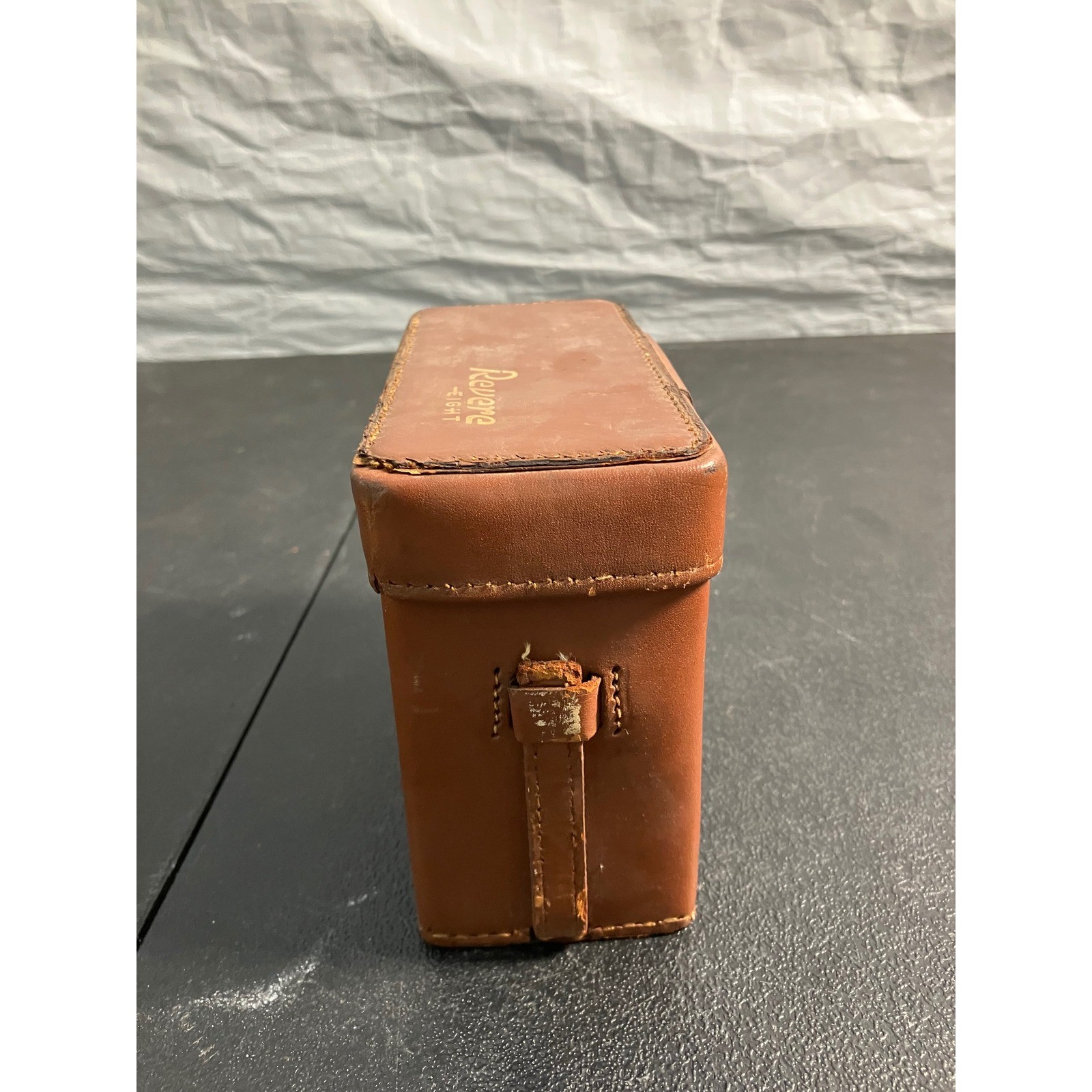 Vintage Revere Eight Brown Leather Camera Case Purple Velvet Lining Broken Latch