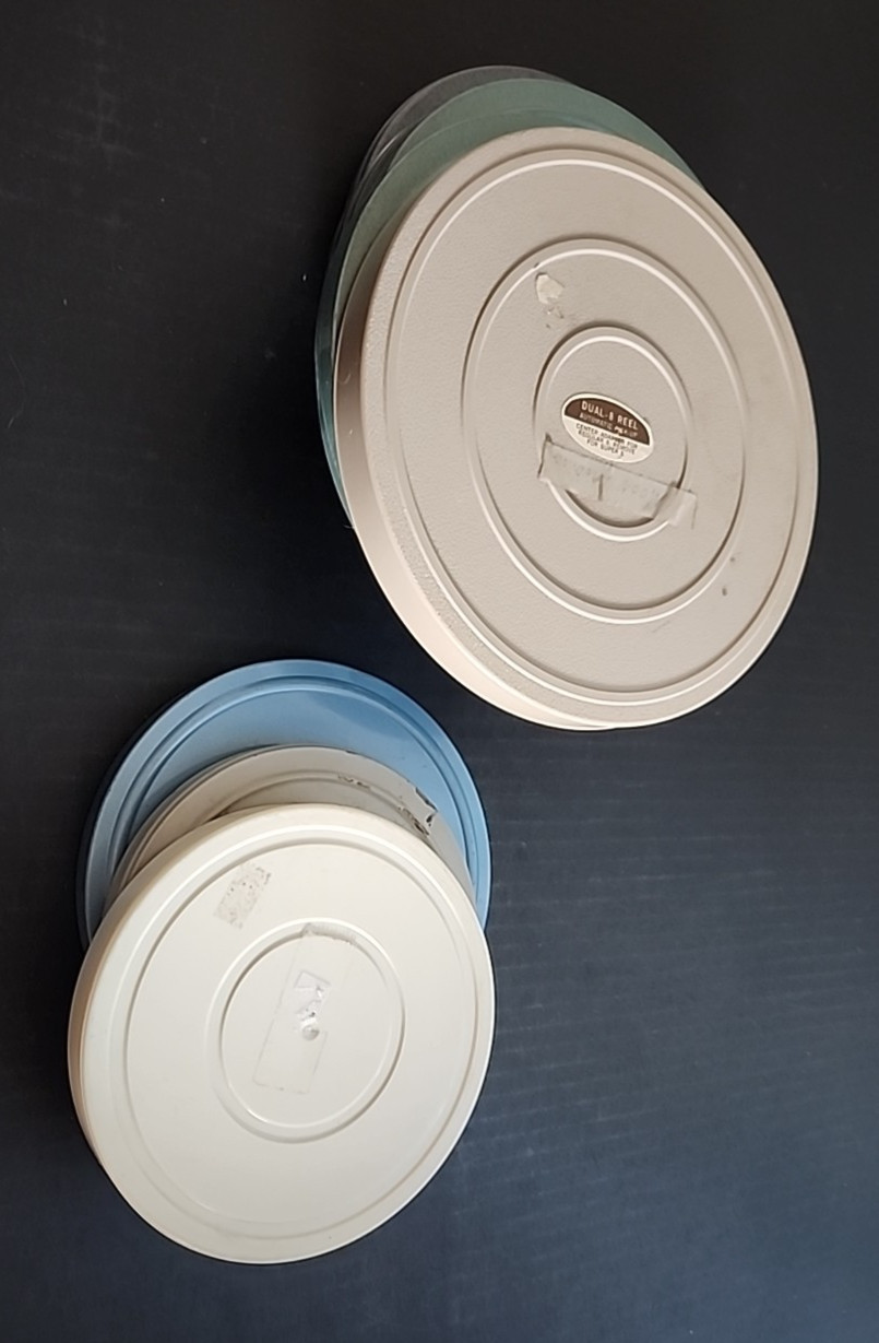 8 Lot Including Five 7″ Canisters for 8mm Film & 3 other various canisters/reels