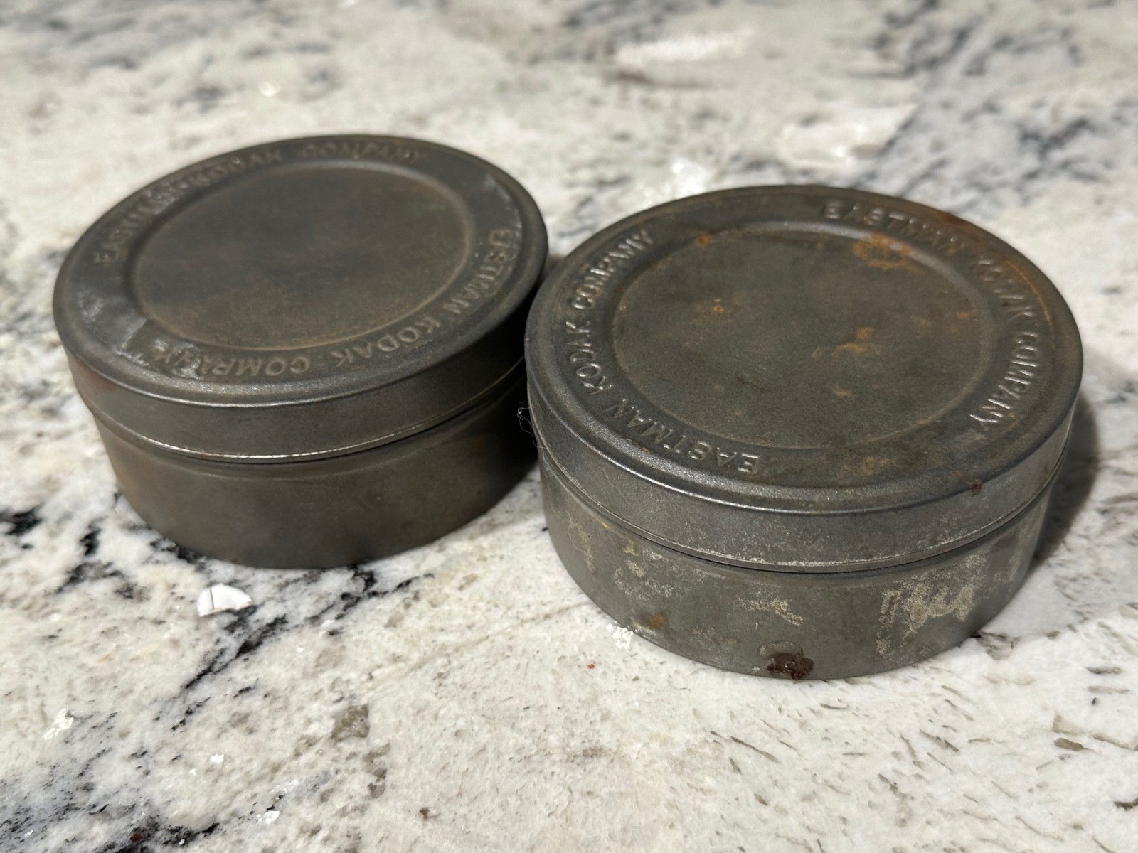 EASTMAN KODAK Vintage Film Company Cannister 4″ Case Tins X2 For Reel Storage