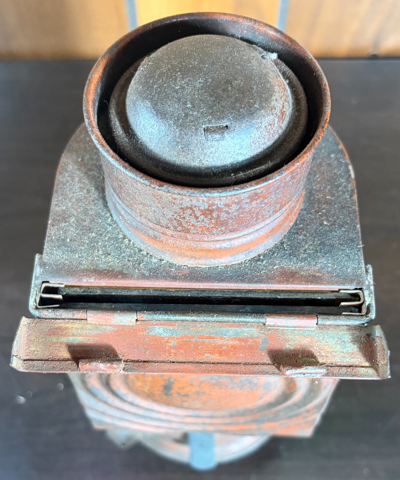 Antique Red Photography Darkroom Oil Lantern w/ Red & Amber Glass Panels RARE