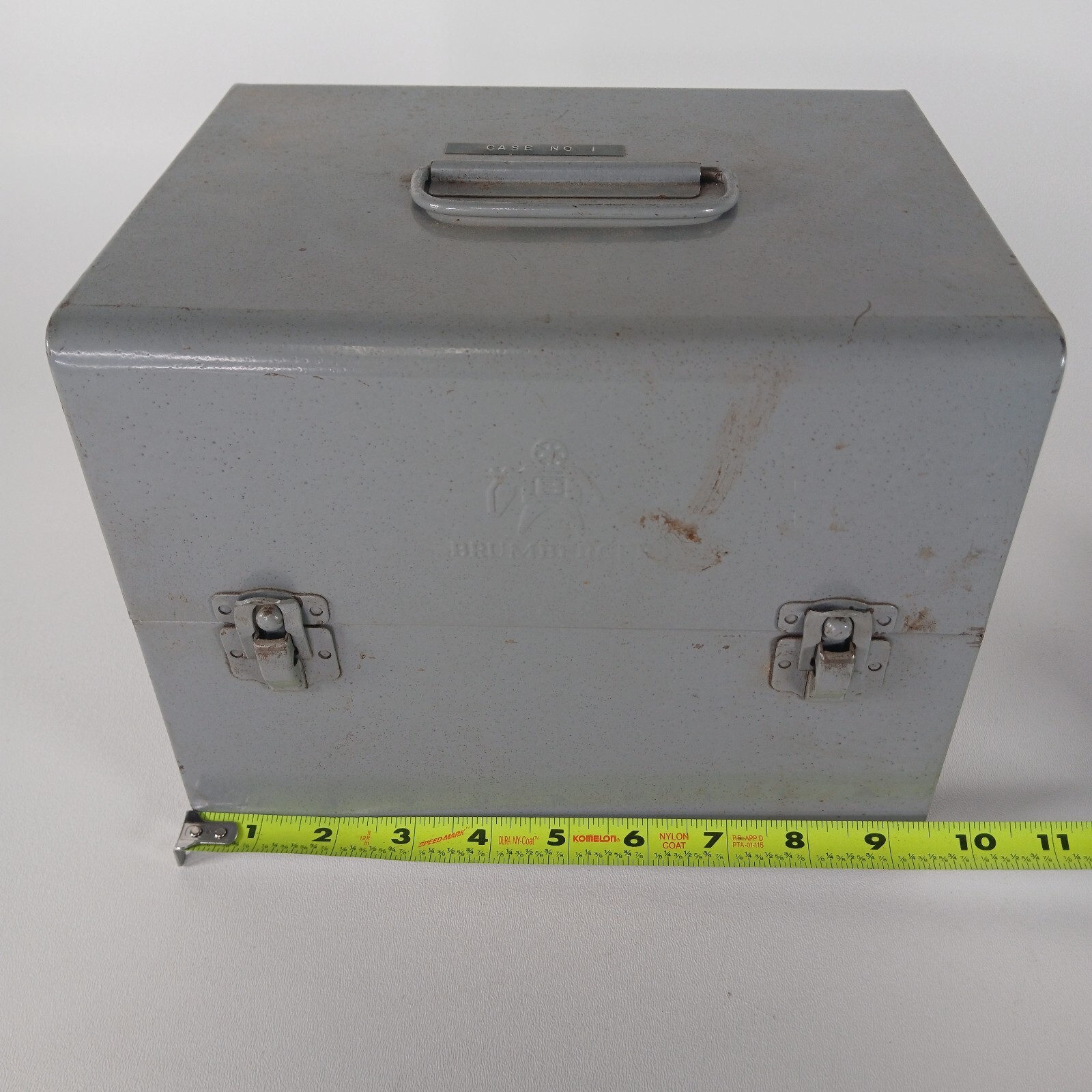 Vintage 50s Brumberger All Metal Movie Reel Box W/ 10 Empty Lafayette Cases