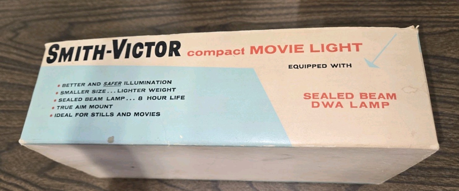 Smith Victor L-5 Movie Light Sealed Beam Dwa Lamp In Box Vintage