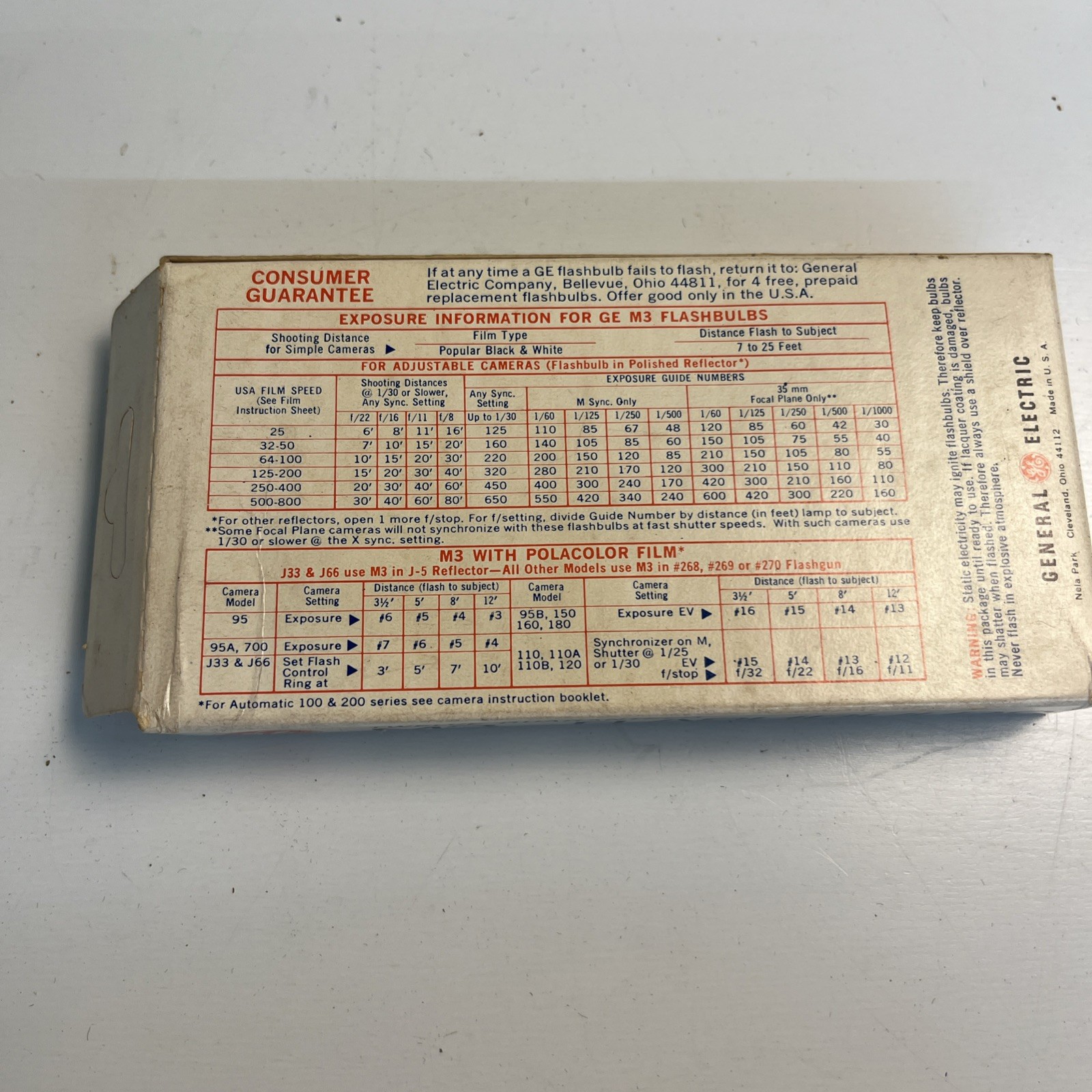Vintage GE M3 Flashbulbs Box of 12 Sealed Bulbs Camera Flash Photography