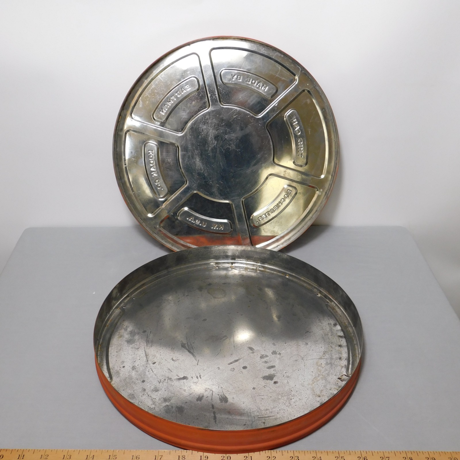 Vtg Eastman Kodak Company Rochester 14″ Metal Film Reel Canister Case Folk Art