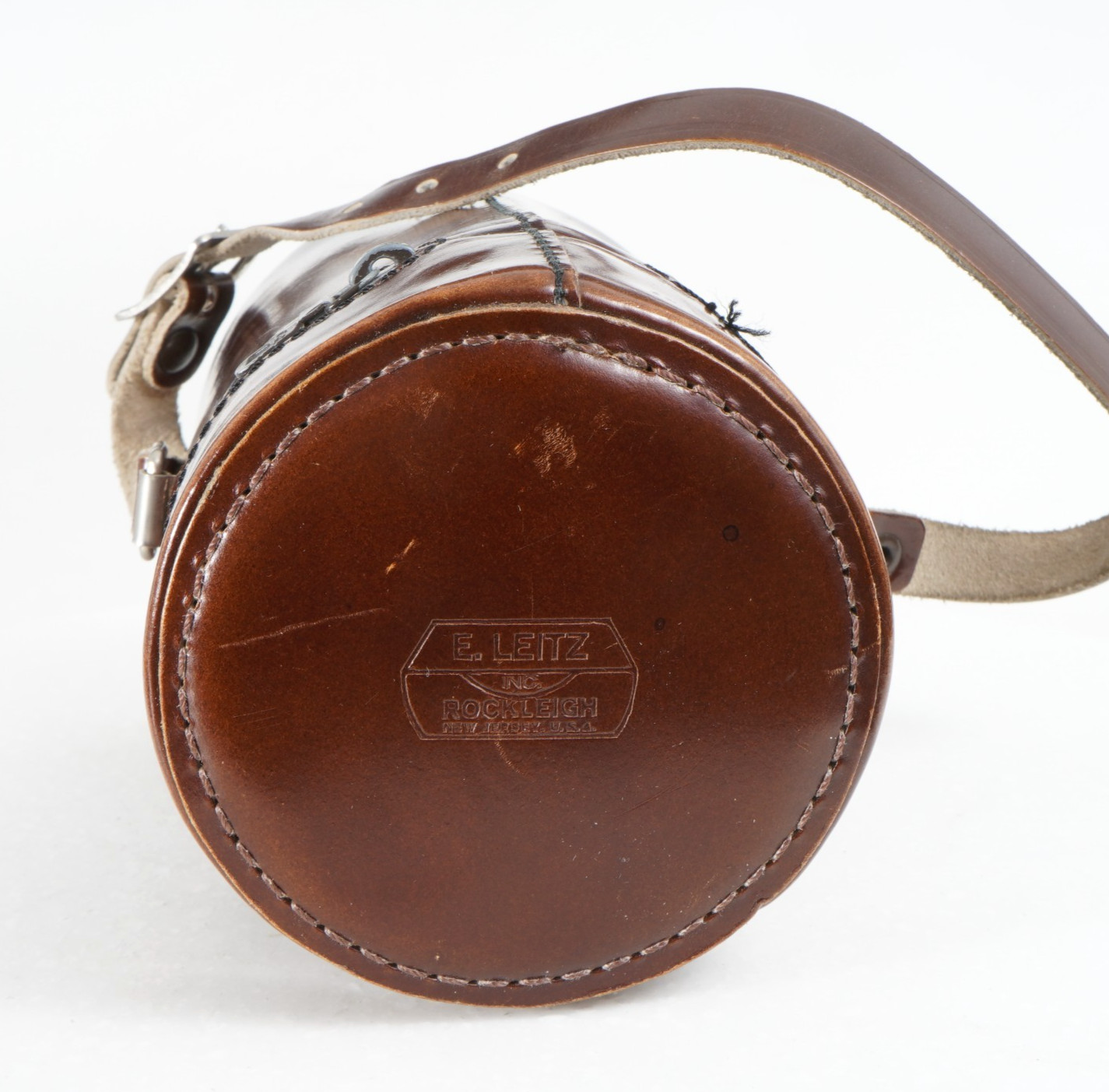 -[EX+++] E. LEITZ #3 LENS CASE 98283 BROWN LEATHER + STRAP For Elmarit-R 90mm