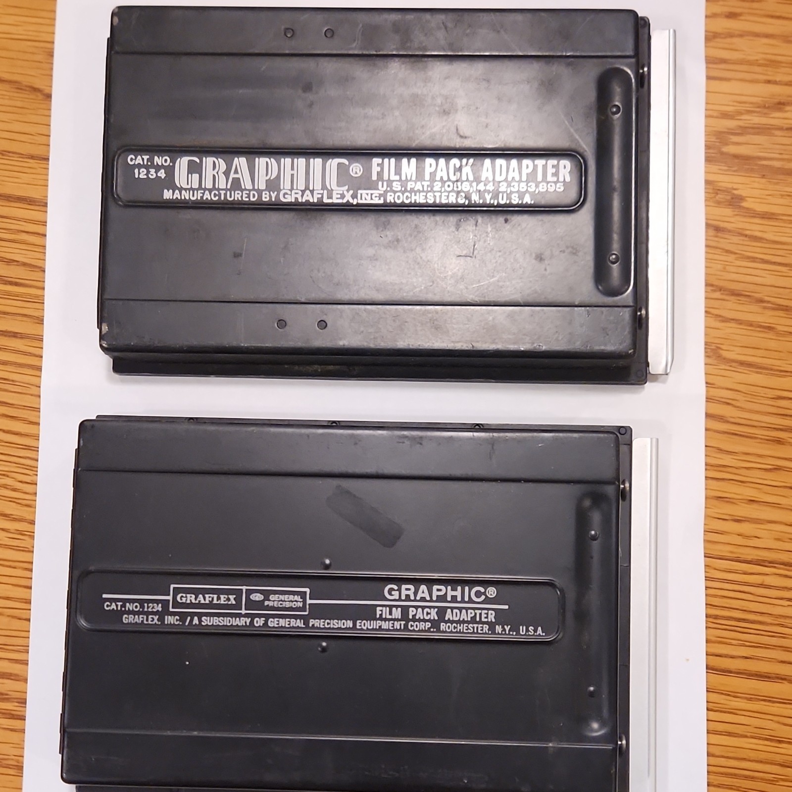 Graflex Graphic Film Pack Adapter Cat. No. 123-4 Lot of 2 for Graflex