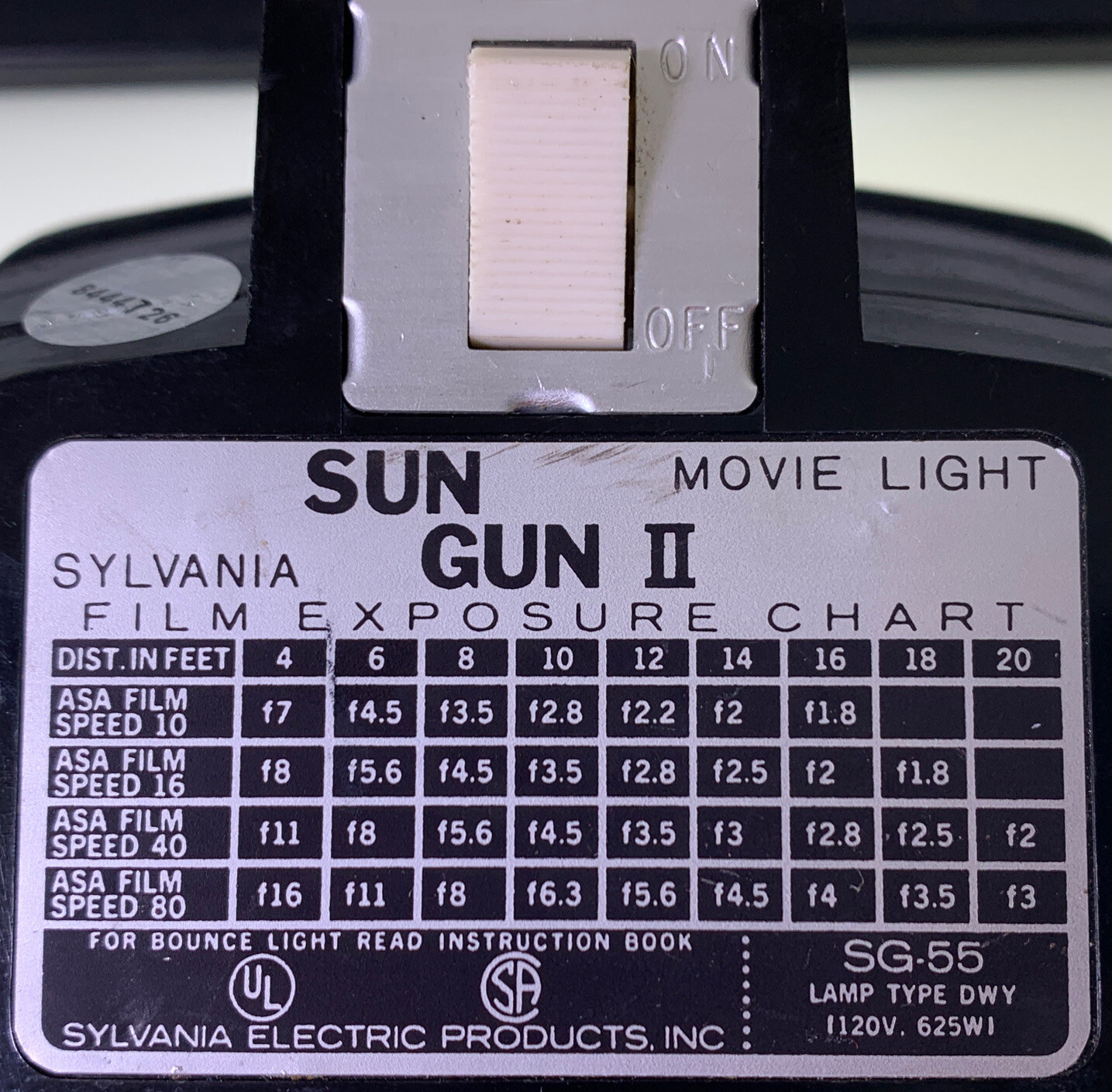 Sylvania Model SG-55 Sun Gun II Movie Light