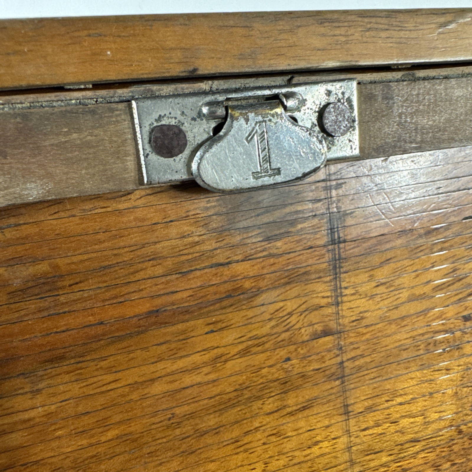 Rare Wooden 5x7in Glass Plate Double Sided Tambour Style Roller Blind Slide