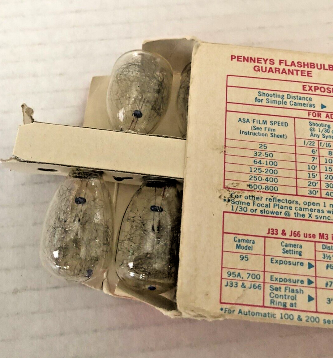 Vintage J.C. Penny M3 Clear Flashbulbs 1 Box – 11 Bulbs – 1 is Missing