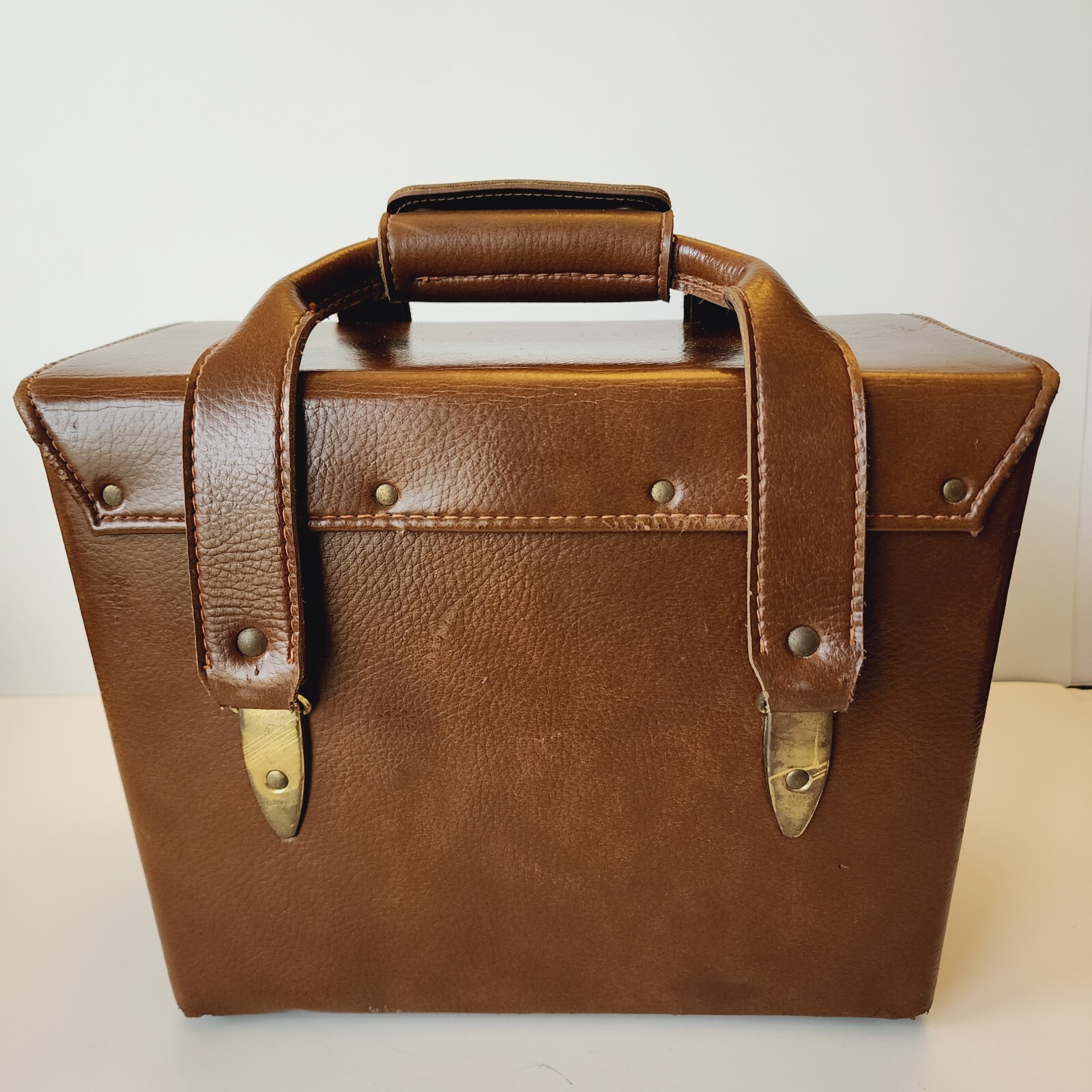 Vintage FOCAL Brown Leather Top & Front Opening Camera Case w/ KEY & Protectors!