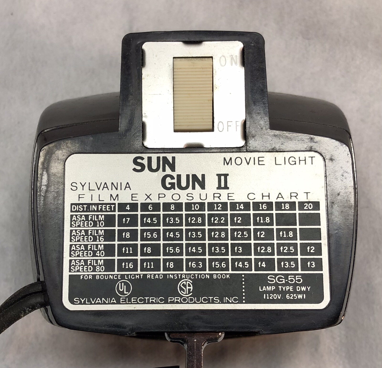 Vintage Sylvania SUN GUN II Movie Light Mountable/Handheld w/Case Filter Works!