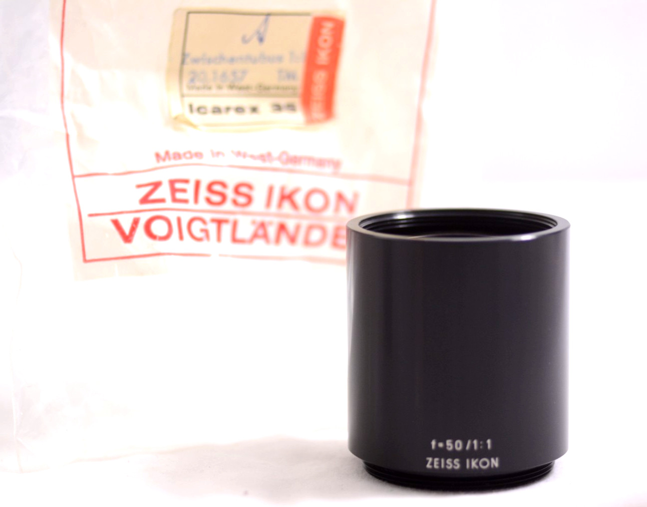 VINTAGE ZEISS IKON ICAREX 35 CAMERA F=50/1.1 EXTENSION TUBE (NEW OLD STOCK)