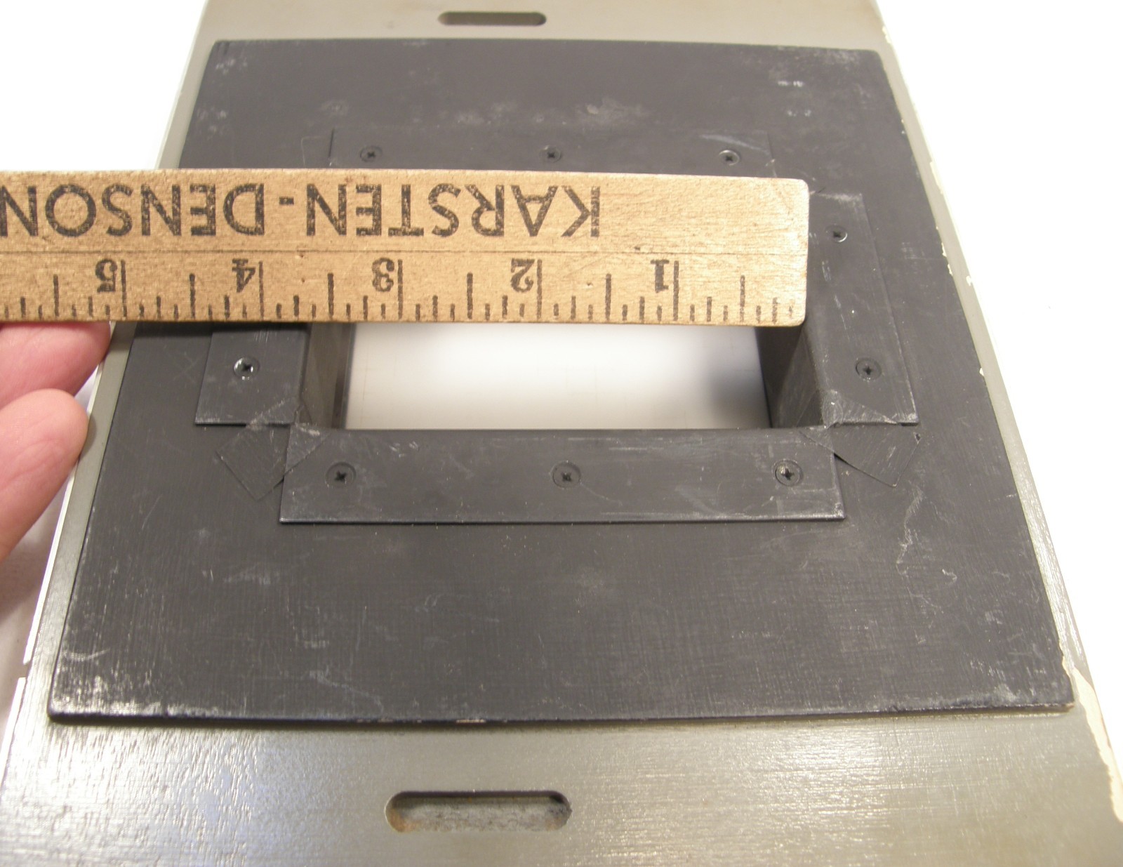 VINTAGE BURKE & JAMES SLIDING BACK REDUCER 3 1/2″ X 4 3/4″ GROUND GLASS W/GRID