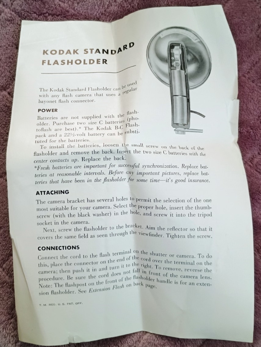 Vintage Kodak Standard Flasholder Box & Manual 1950s Flash Unit Rochester NY