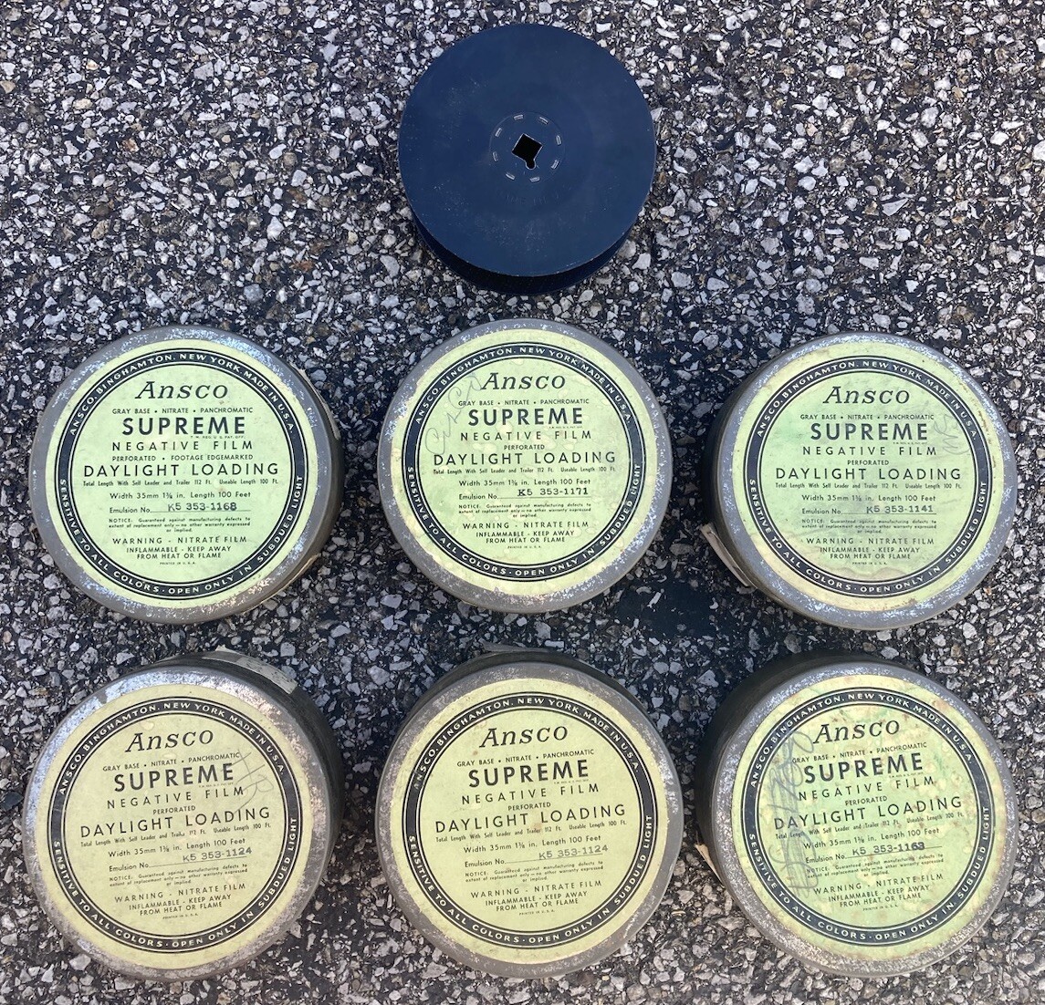 Vintage Agfa Ansco 4″ Tin Negative Film Canister 35mm 100FT with Reel Lot of 6