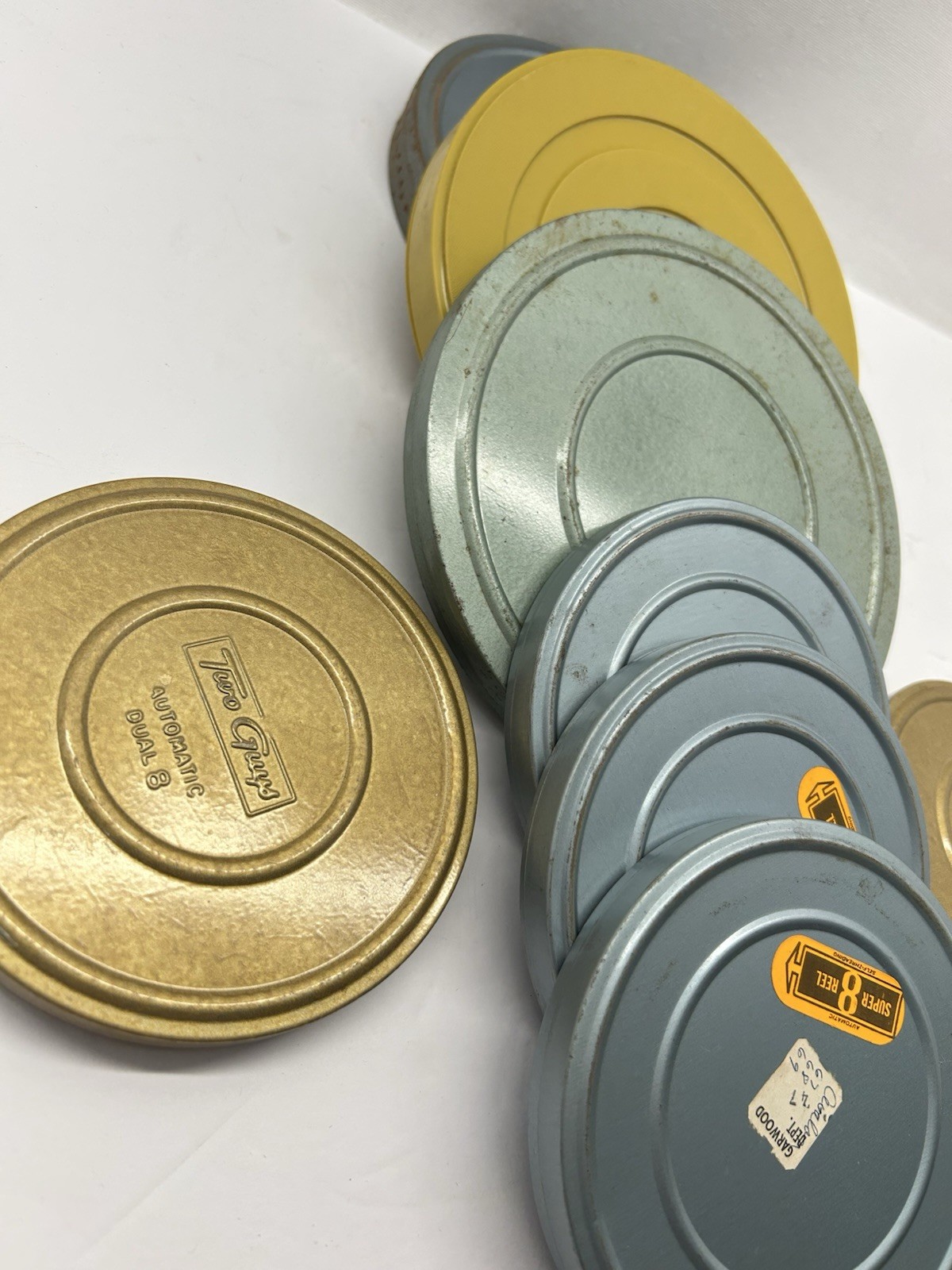 Mixed Lot Compco Std 8mm Film Reels Cans Blue Metal Lot of 8 sets