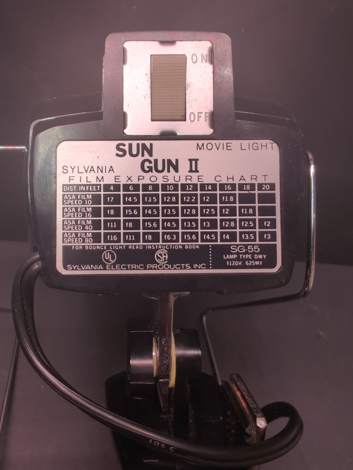 SYLVANIA SUN GUN II SG-55 Movie Lighting 1960s Vintage TESTED WORKS