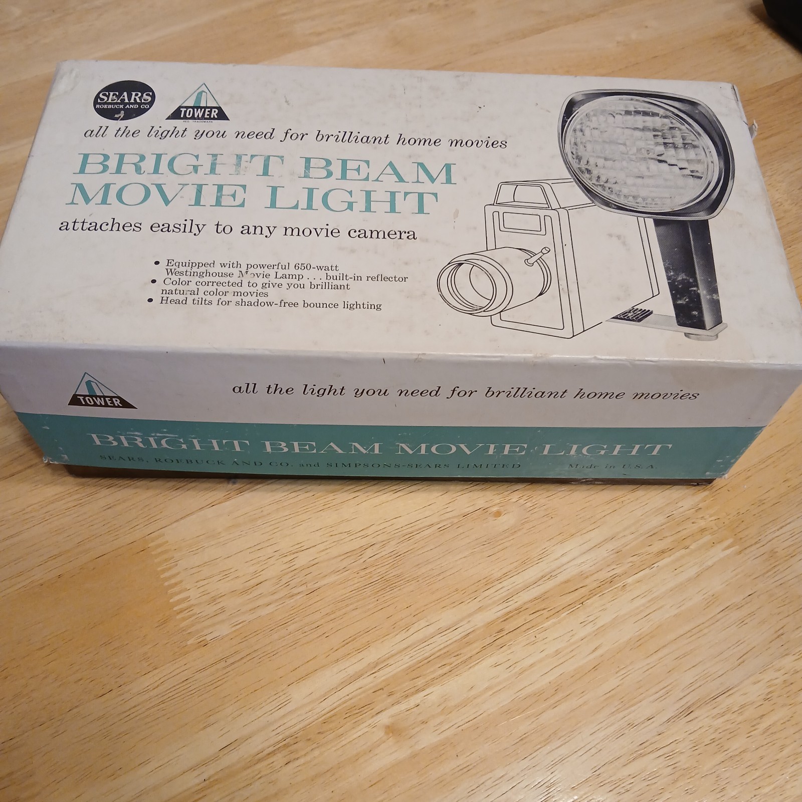 Vintage Sears Tower Bright Beam Movie Light w/ Box – Tested & Working