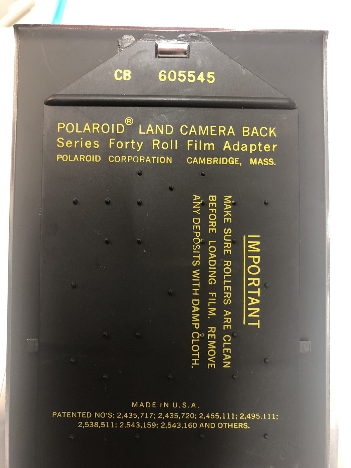 Vintage Polaroid Land Camera Back Series Forty Roll Film Adapter CB 605545